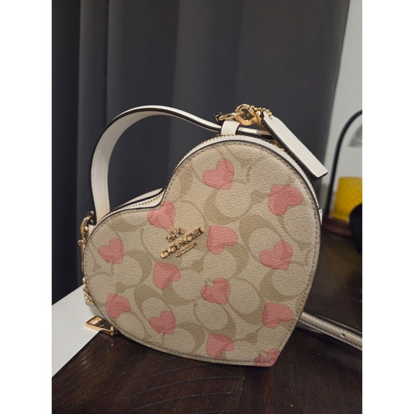 Coach Handbags - Coach‎ Valentine 2024 Heart Crossbody Signature Coated Canvas Leather